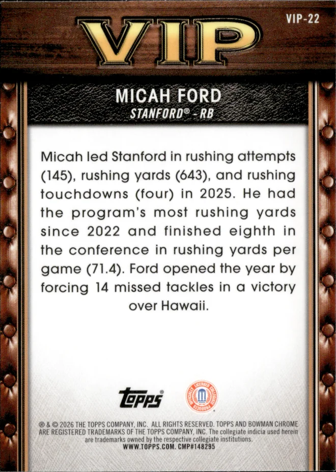 Micah Ford card back