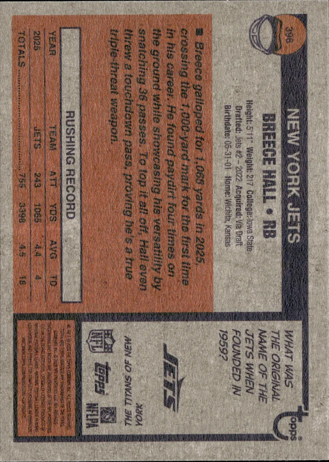 Breece Hall card back