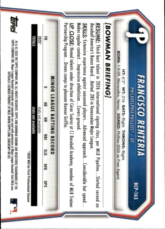 Francisco Renteria card back