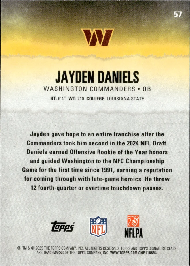 Jayden Daniels card back