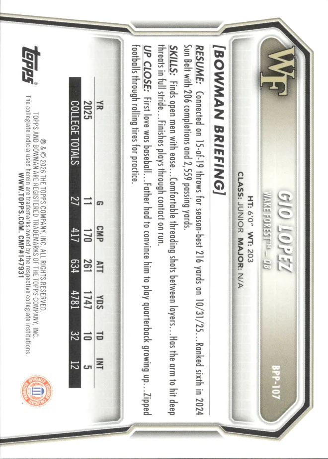Gio Lopez card back