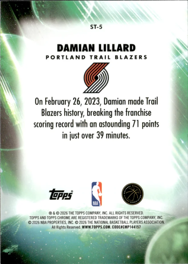 Damian Lillard card back