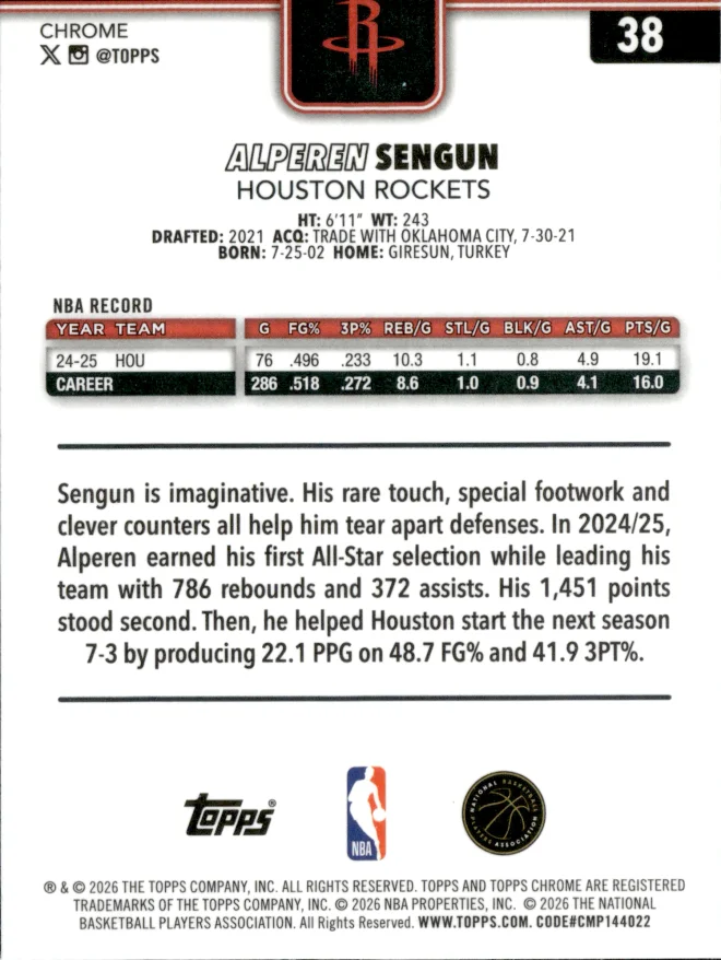 Alperen Sengun card back