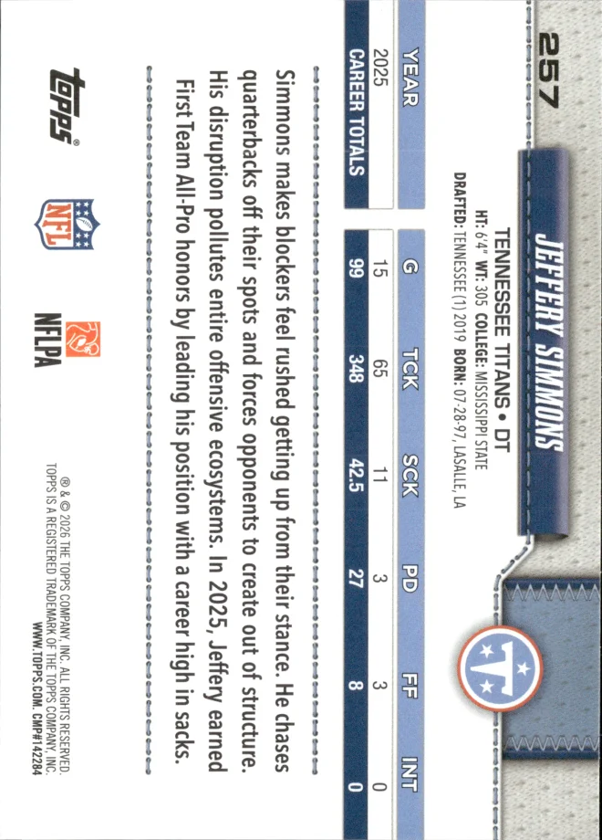 Jeffery Simmons card back