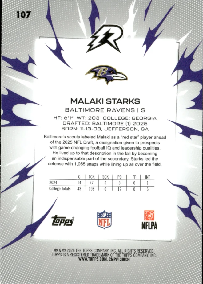 Malaki Starks card back