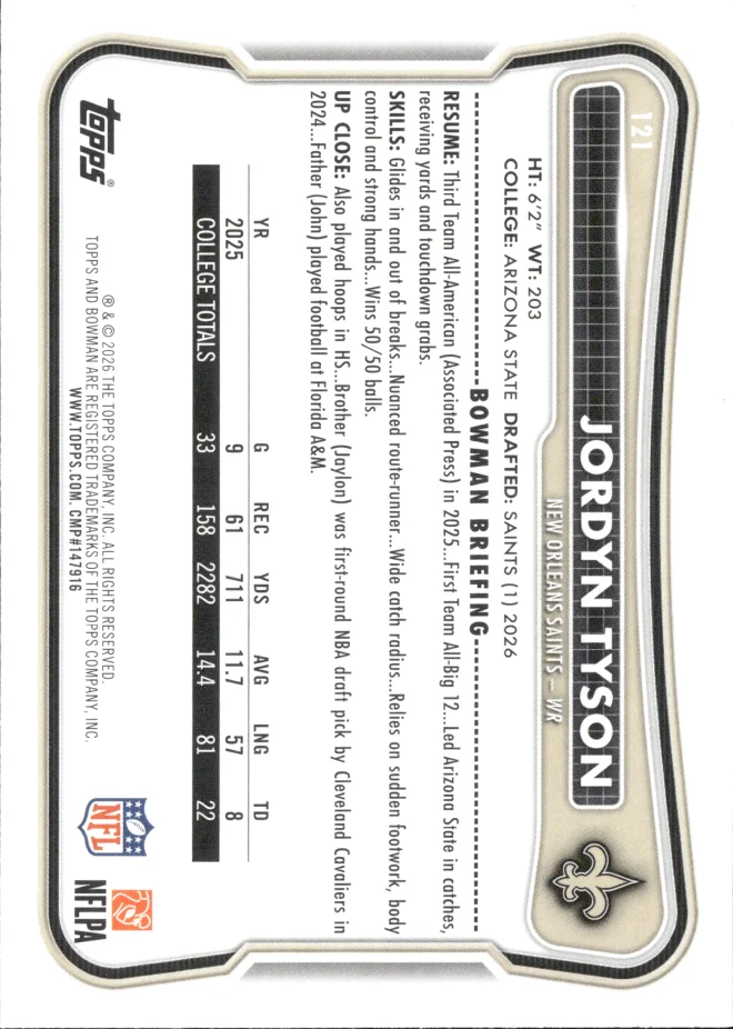 Jordyn Tyson card back