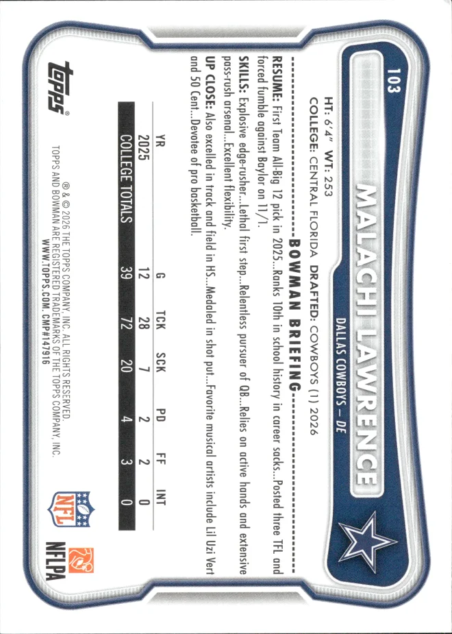 Malachi Lawrence card back