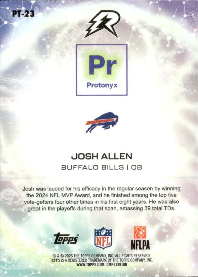 Josh Allen card back