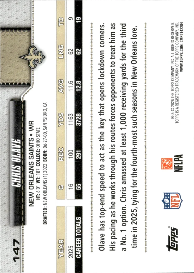 Chris Olave card back