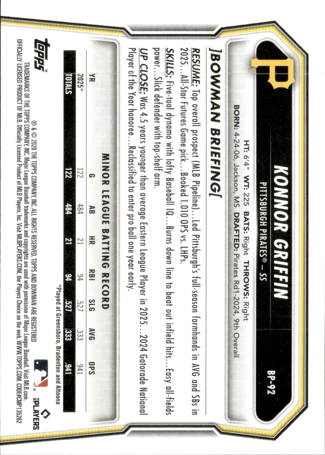 Konnor Griffin card back