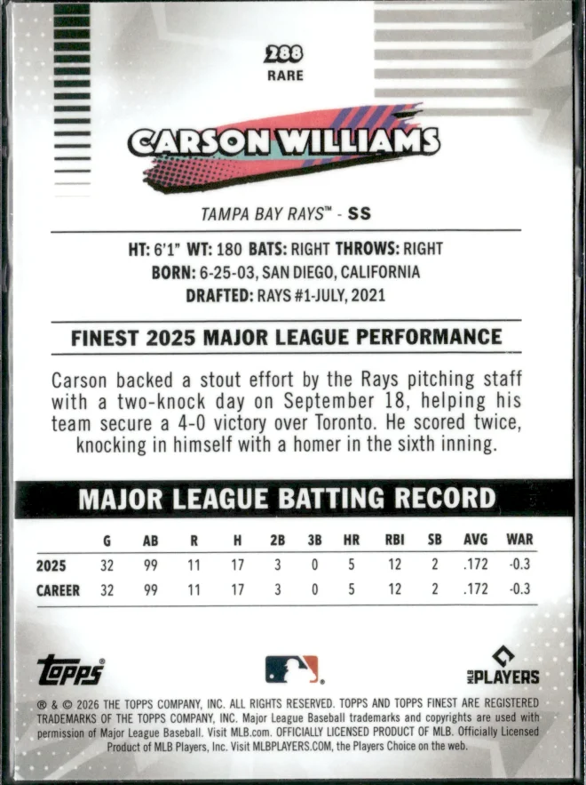 Carson Williams card back