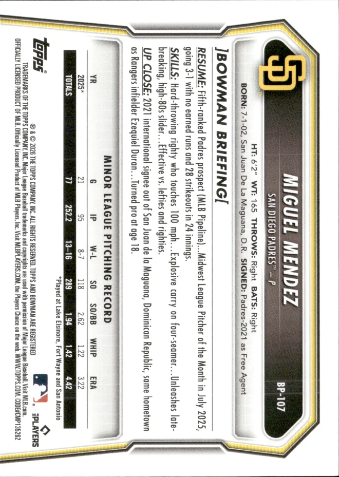 Miguel Mendez card back