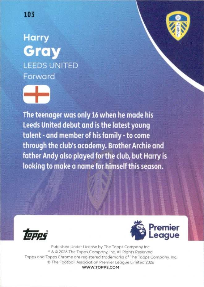 Harry Gray card back