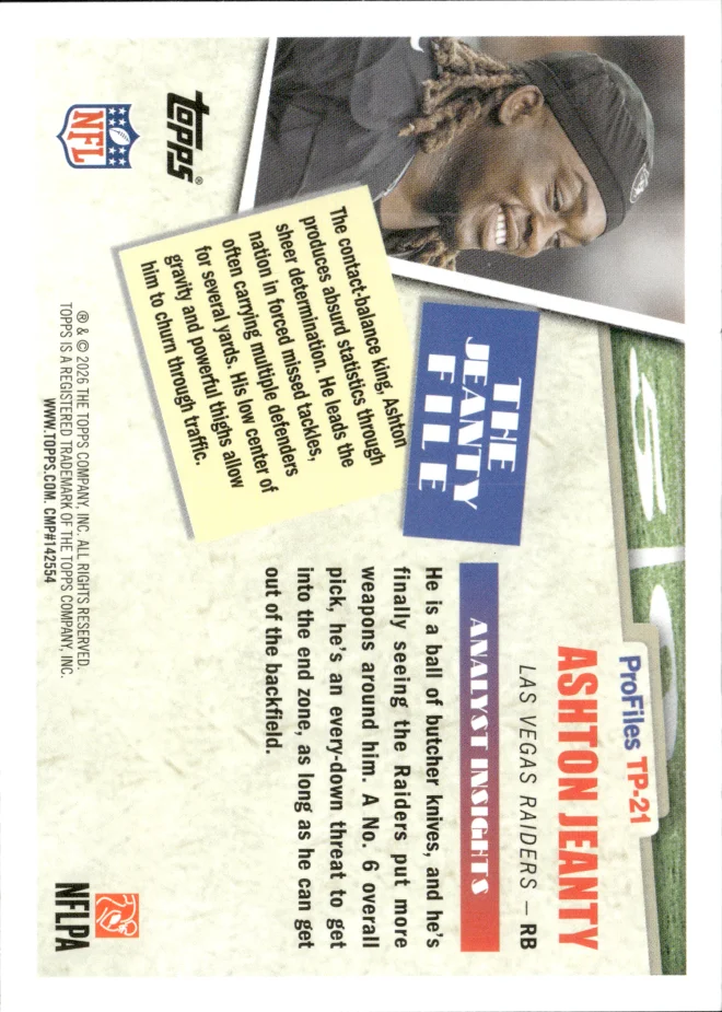 Ashton Jeanty card back