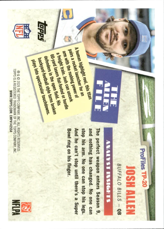 Josh Allen card back