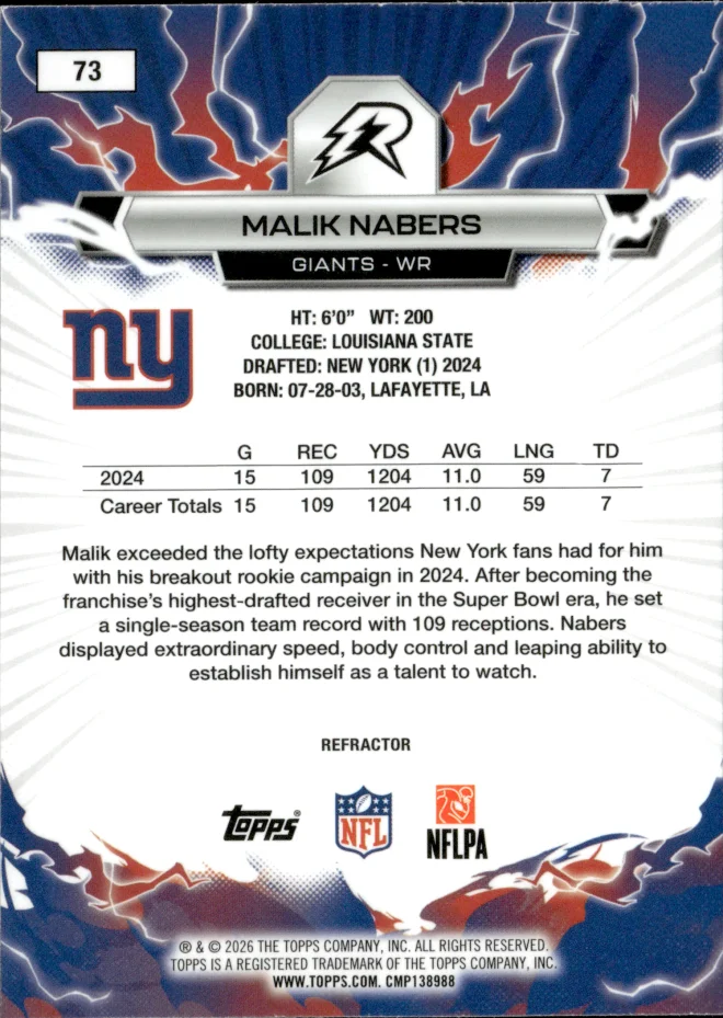 Malik Nabers card back