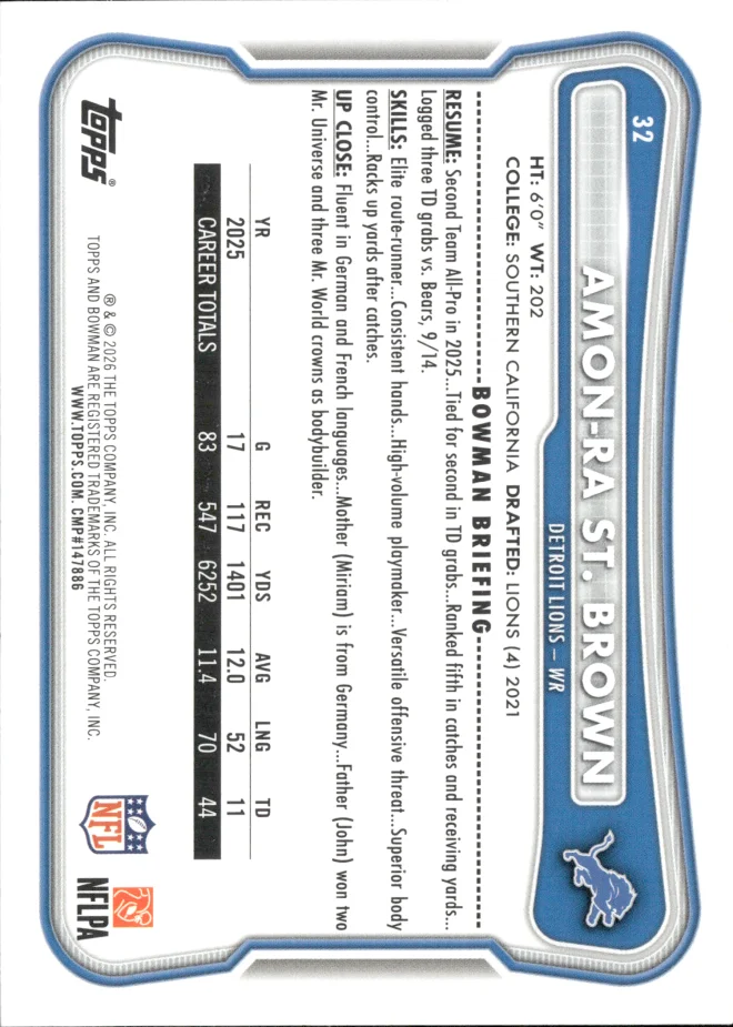 Amon-Ra St. Brown card back