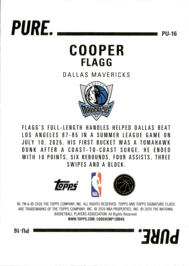 Cooper Flagg card back