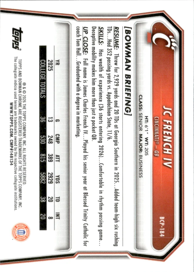 JC French IV card back