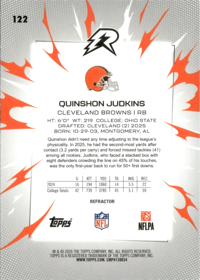 Quinshon Judkins card back