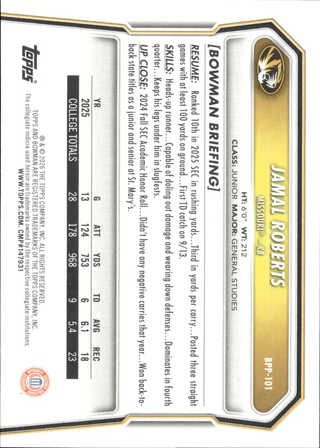 Jamal Roberts card back