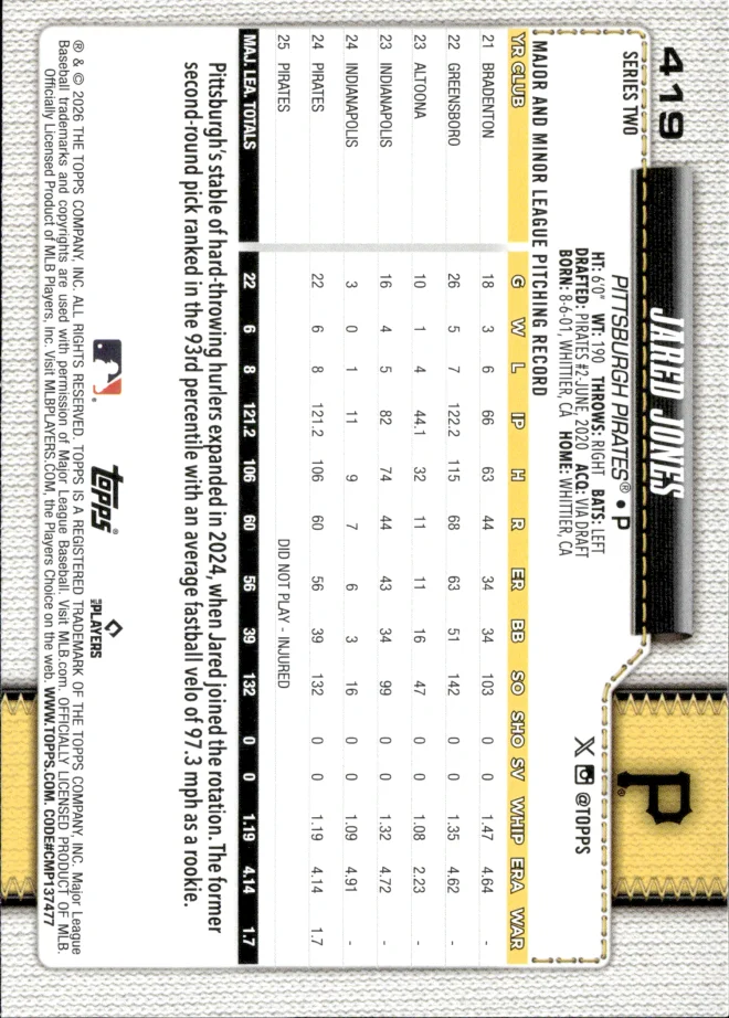 Jared Jones card back