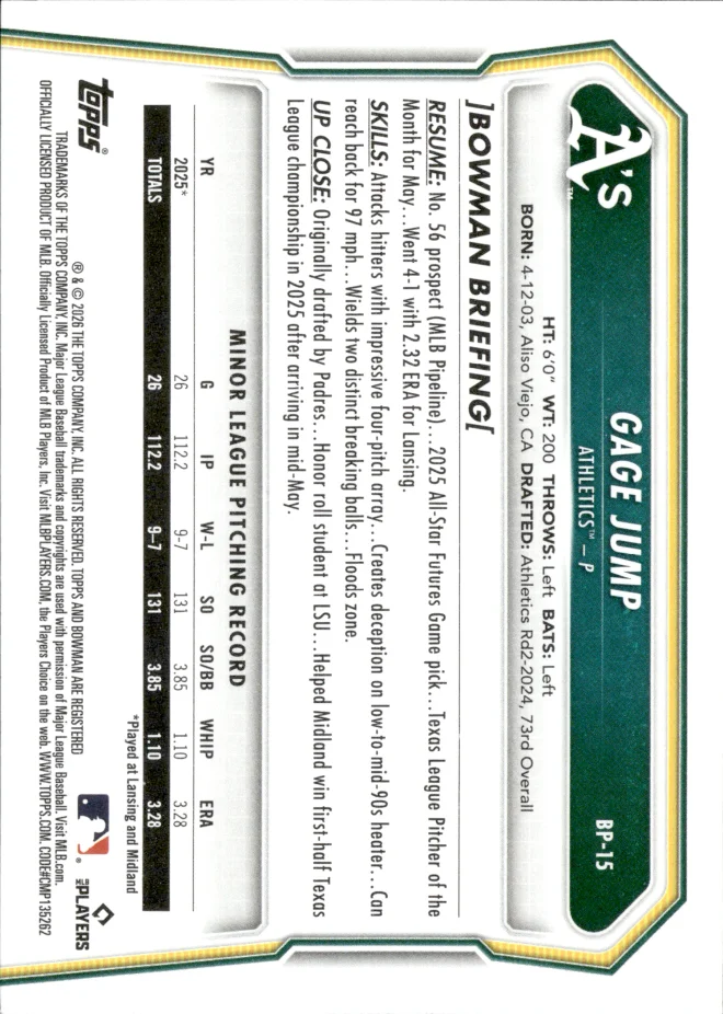 Gage Jump card back