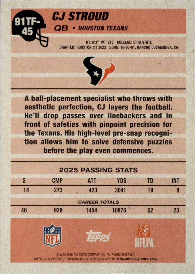 CJ Stroud card back