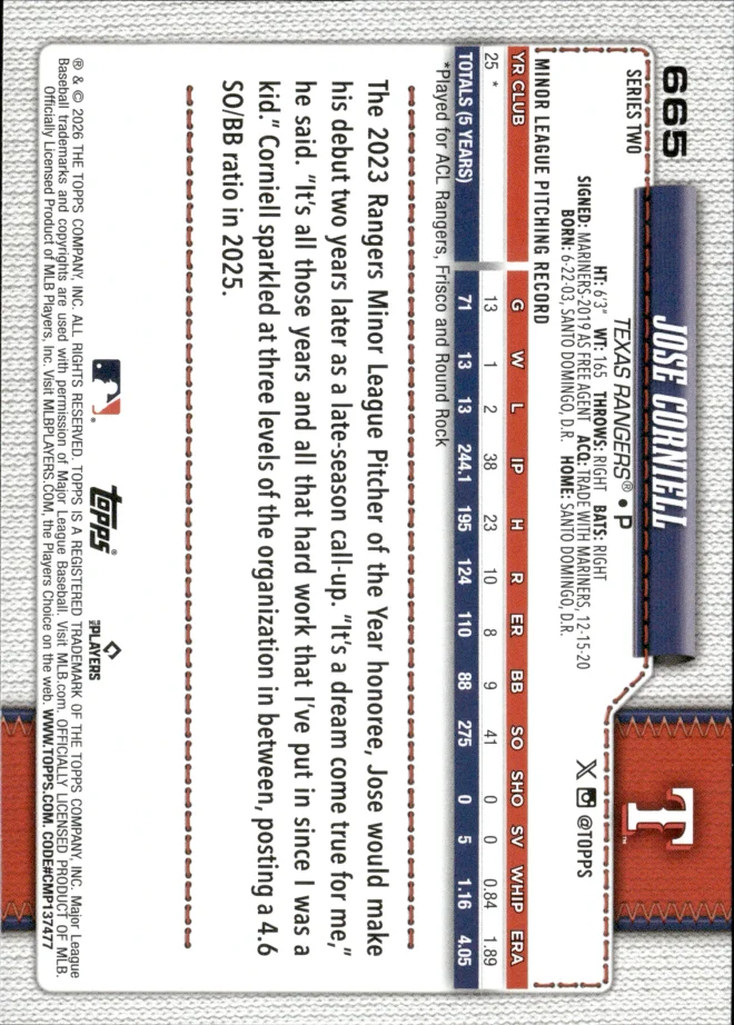 Jose Corniell card back
