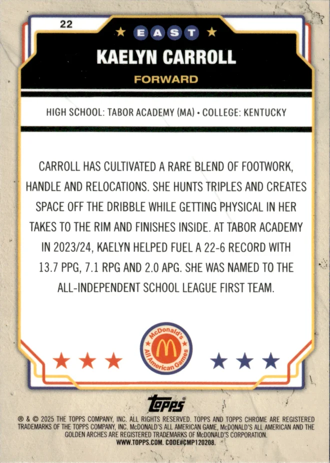 Kaelyn Carroll card back