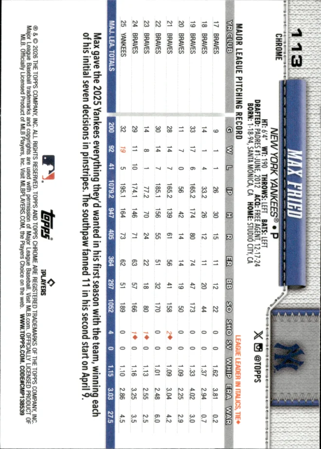 Max Fried card back