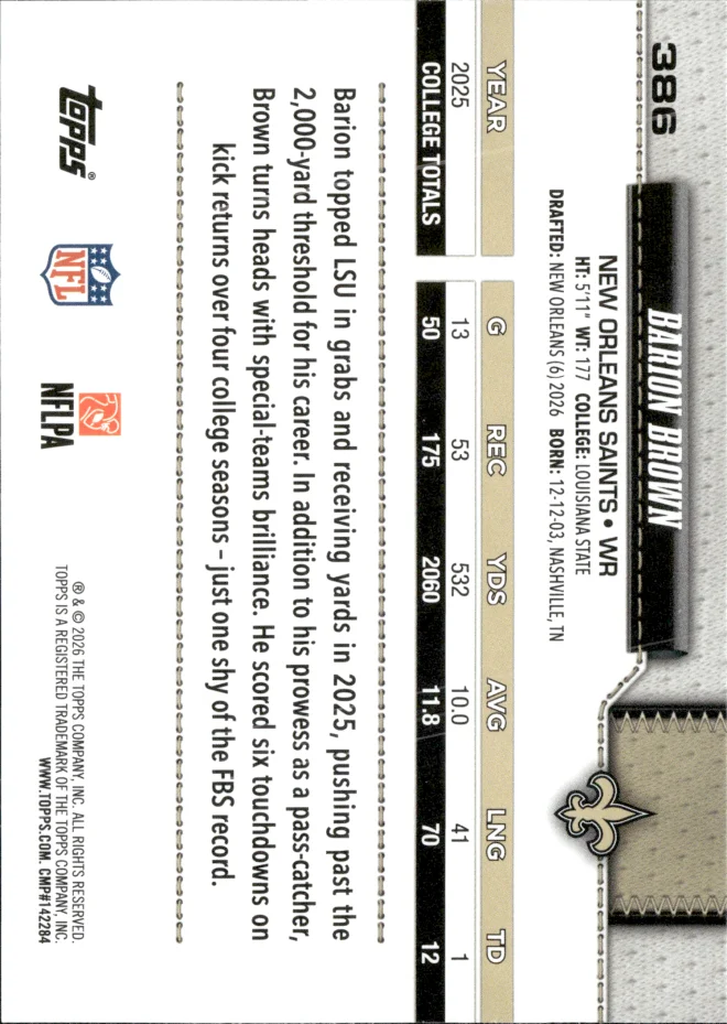 Barion Brown card back