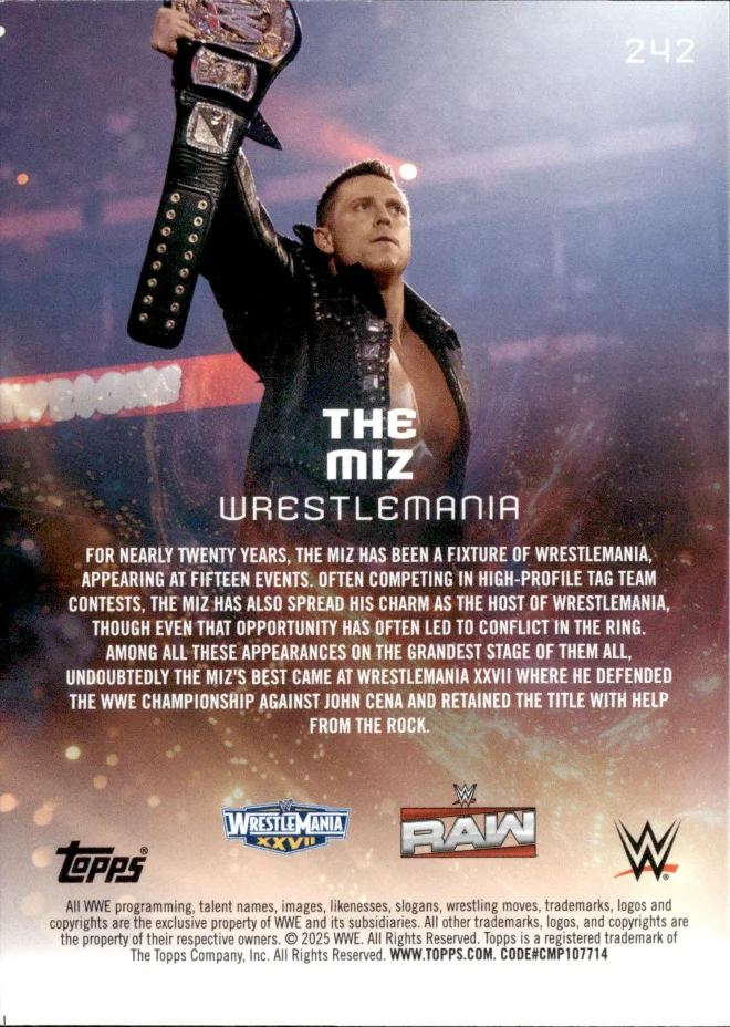 The Miz card back