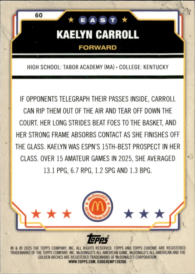 Kaelyn Carroll card back