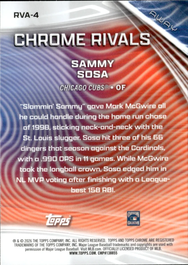 Sammy Sosa card back