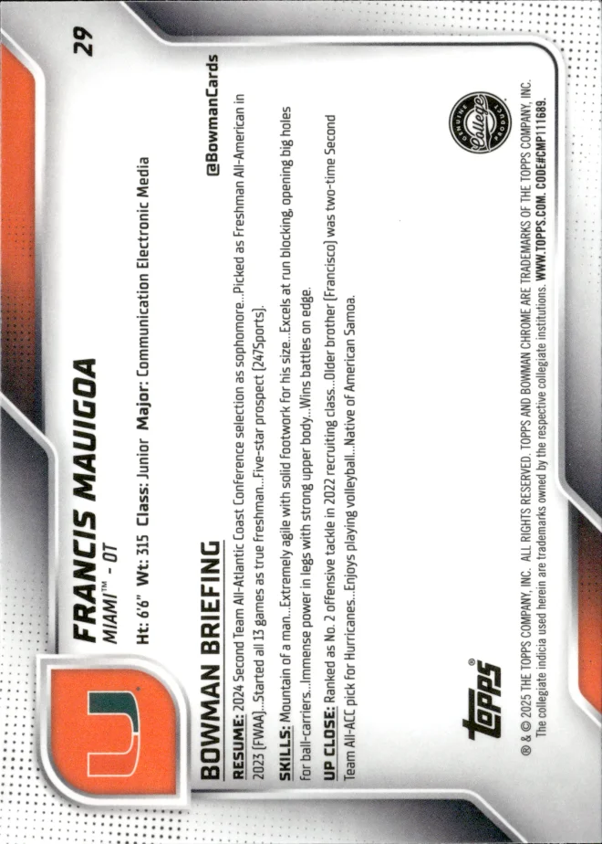 Francis Mauigoa card back