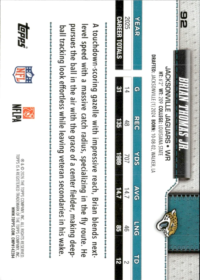 Brian Thomas Jr. card back