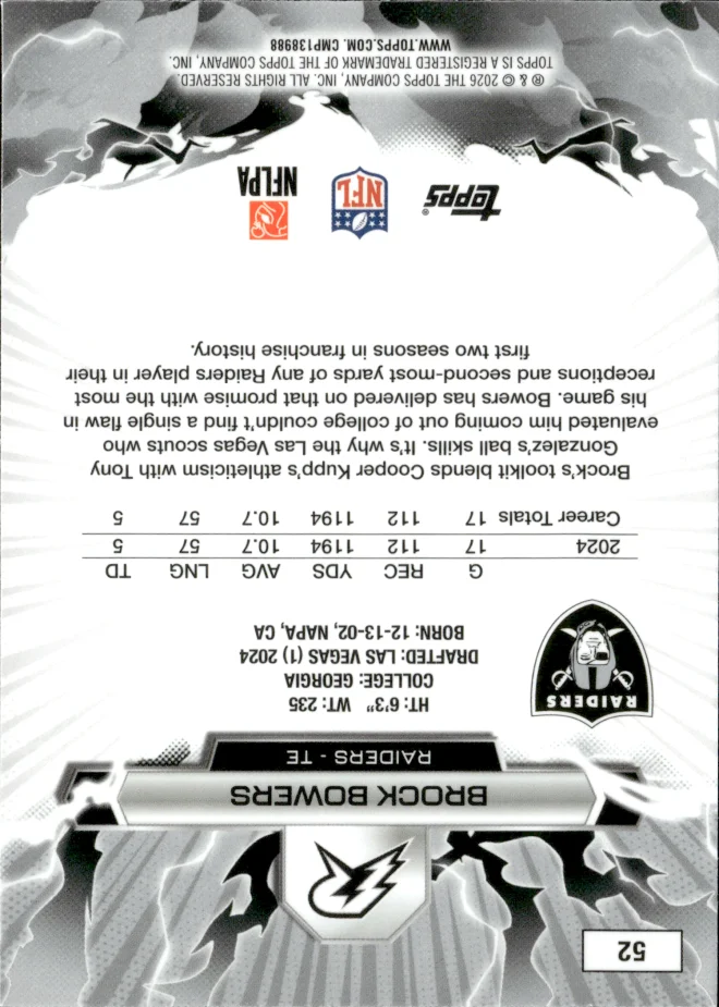 Brock Bowers card back