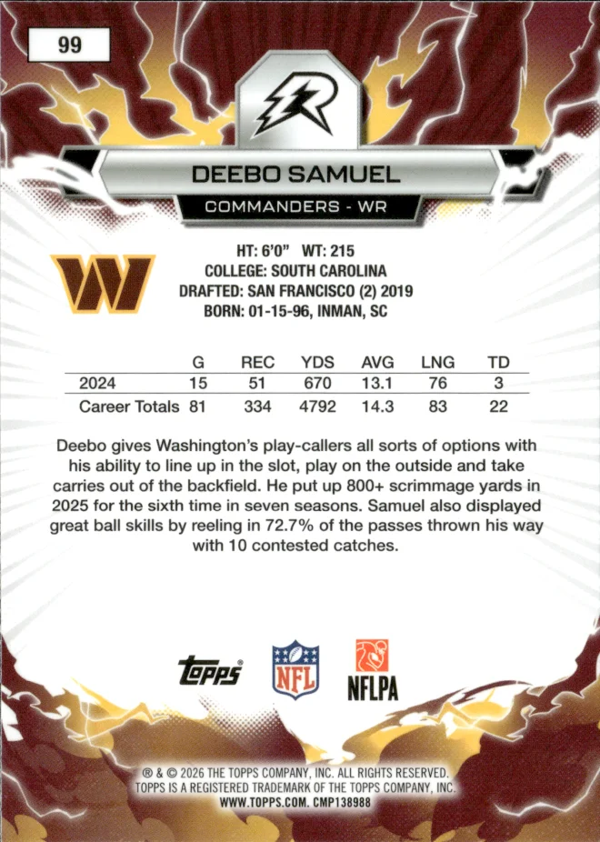 Deebo Samuel card back