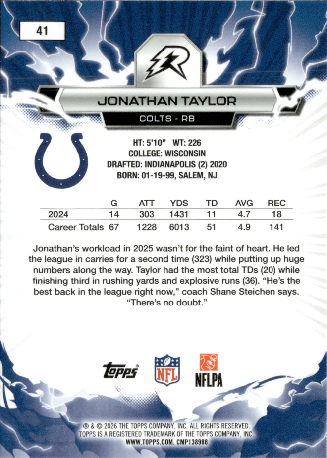 Jonathan Taylor card back