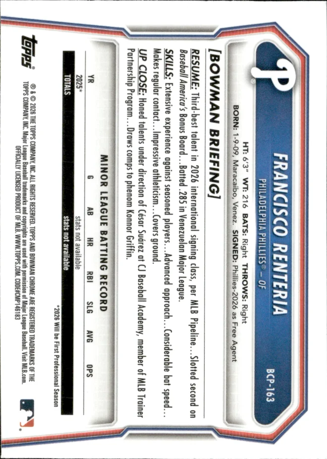 Francisco Renteria card back