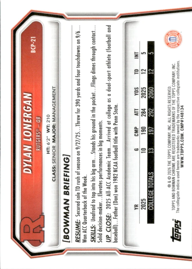 Dylan Lonergan card back