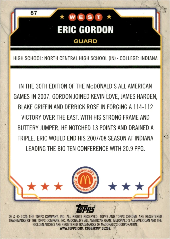 Eric Gordon card back