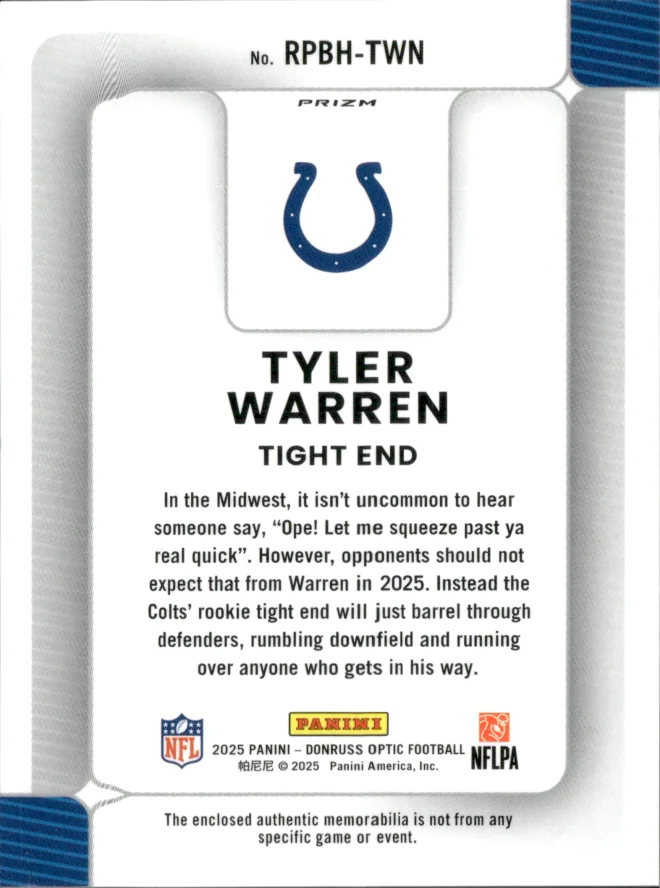Tyler Warren card back