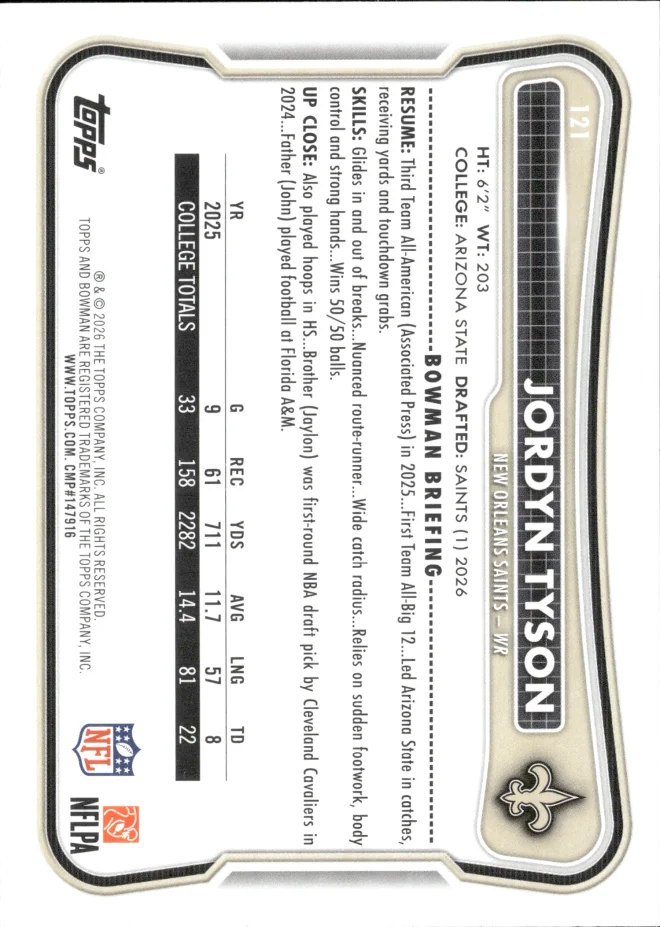 Jordyn Tyson card back