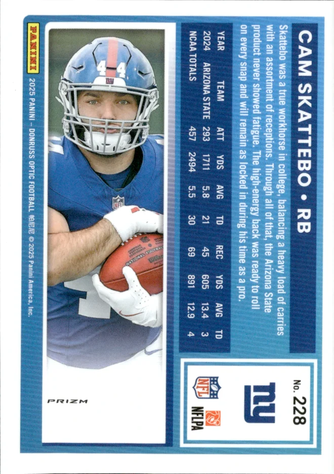 Cam Skattebo card back