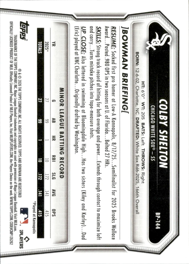 Colby Shelton card back