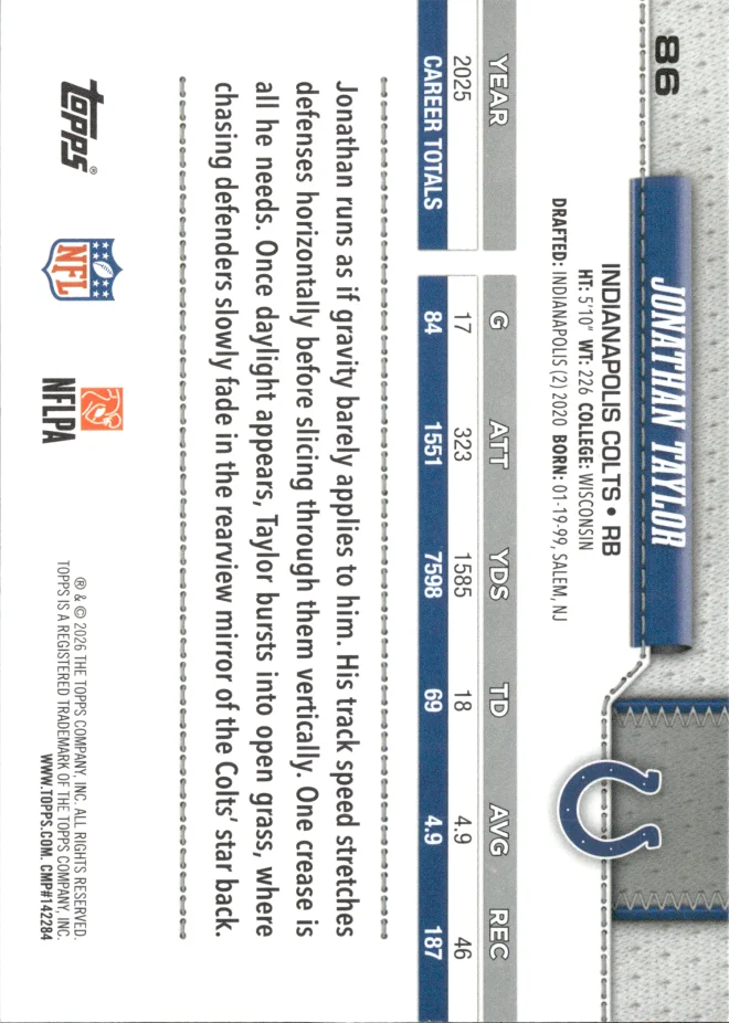Jonathan Taylor card back