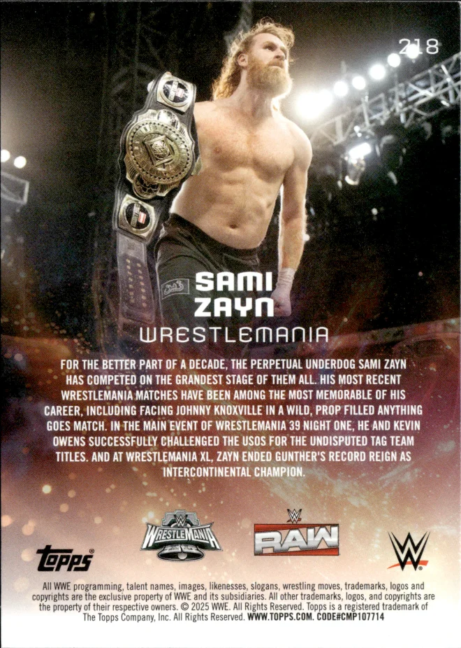 Sami Zayn card back