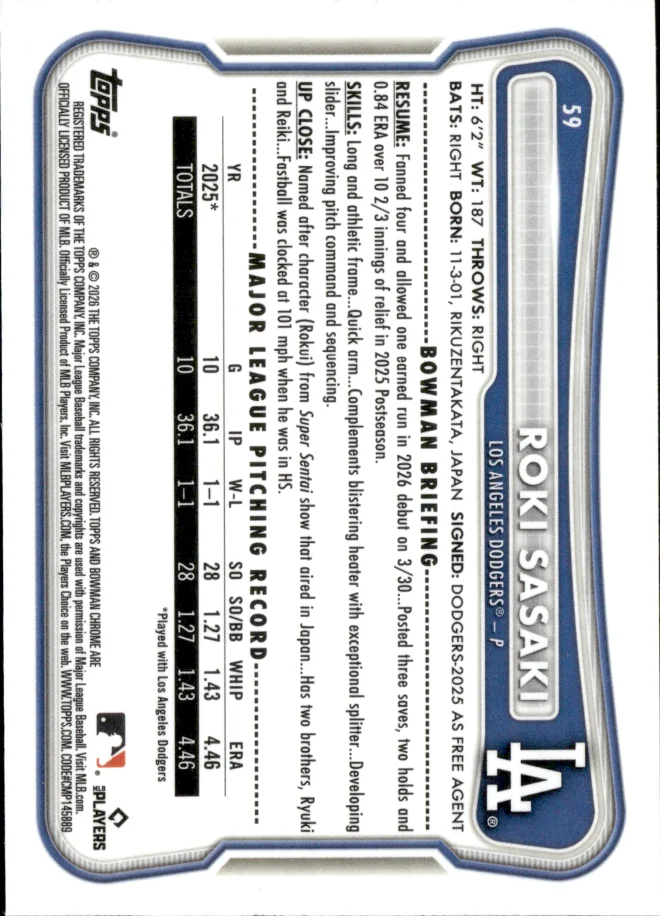 Roki Sasaki card back